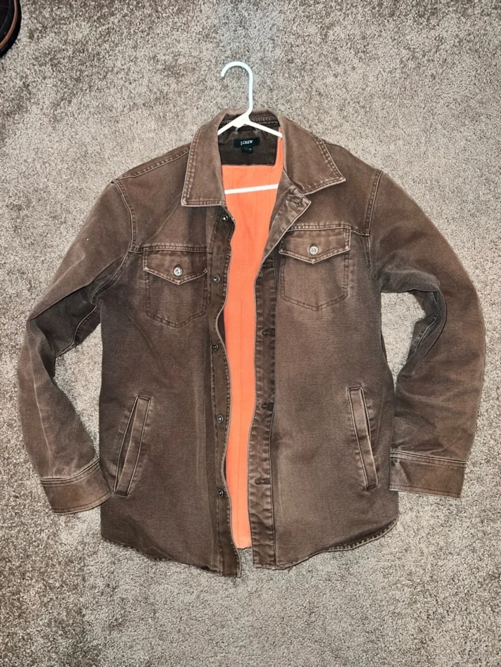 Vintage J Crew Men’s Brown Canvas Orange Corduroy Lined Chore Jacket Size L